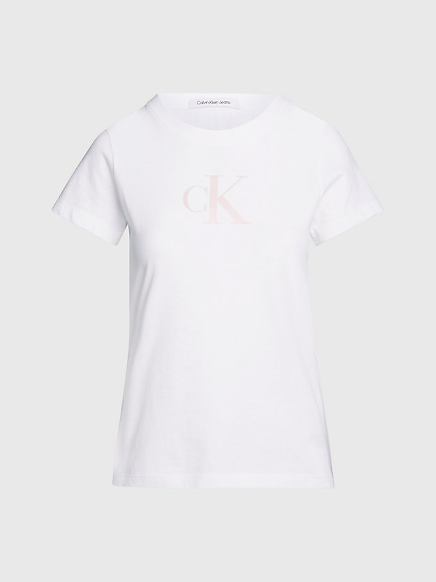 t-shirt con monogramma slim pvhwhite da donne calvin klein jeans