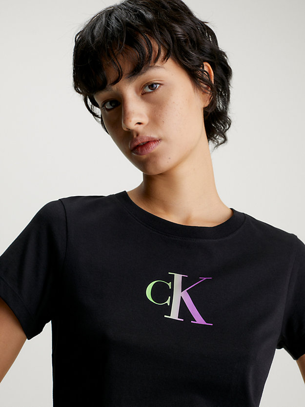 ck black slim gradient logo t-shirt for women calvin klein jeans