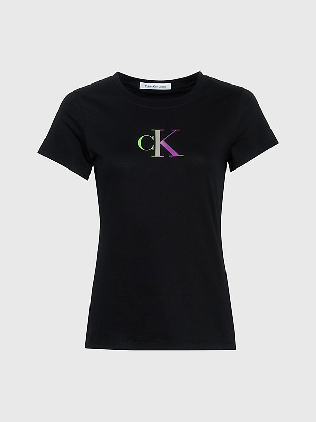 t-shirt con logo sfumato slim ck black da donna calvin klein jeans