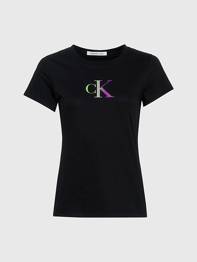 black slim t-shirt met gradiënt logo voor dames - calvin klein jeans