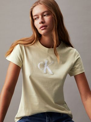 green haze slim monogram t-shirt for women calvin klein jeans