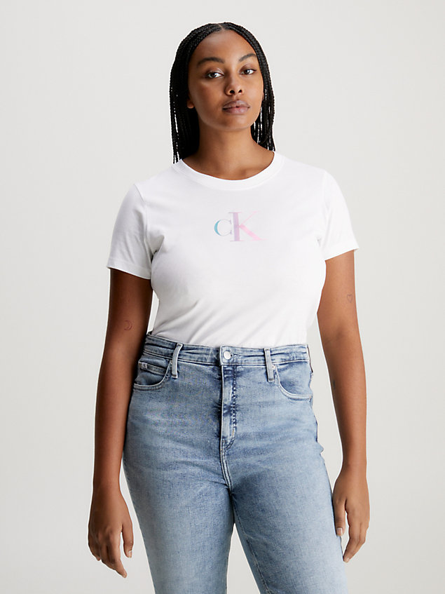 white slim gradient logo t-shirt for women calvin klein jeans