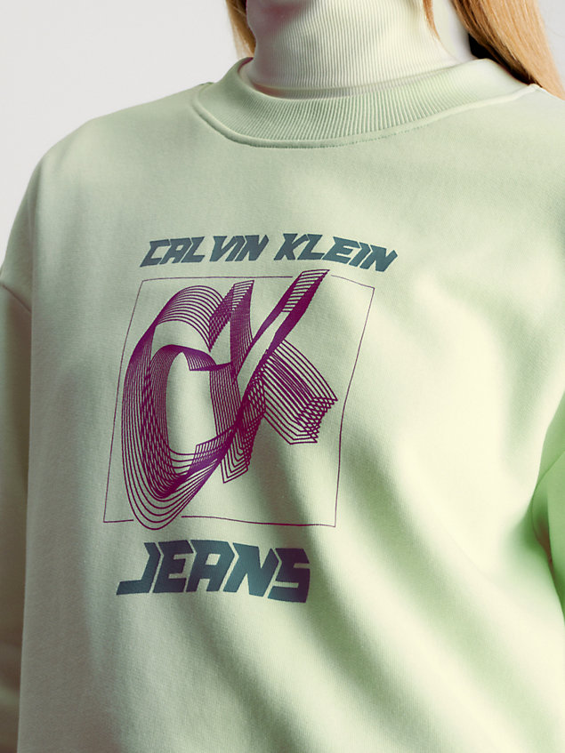 green relaxed logo sweatshirt for women calvin klein jeans