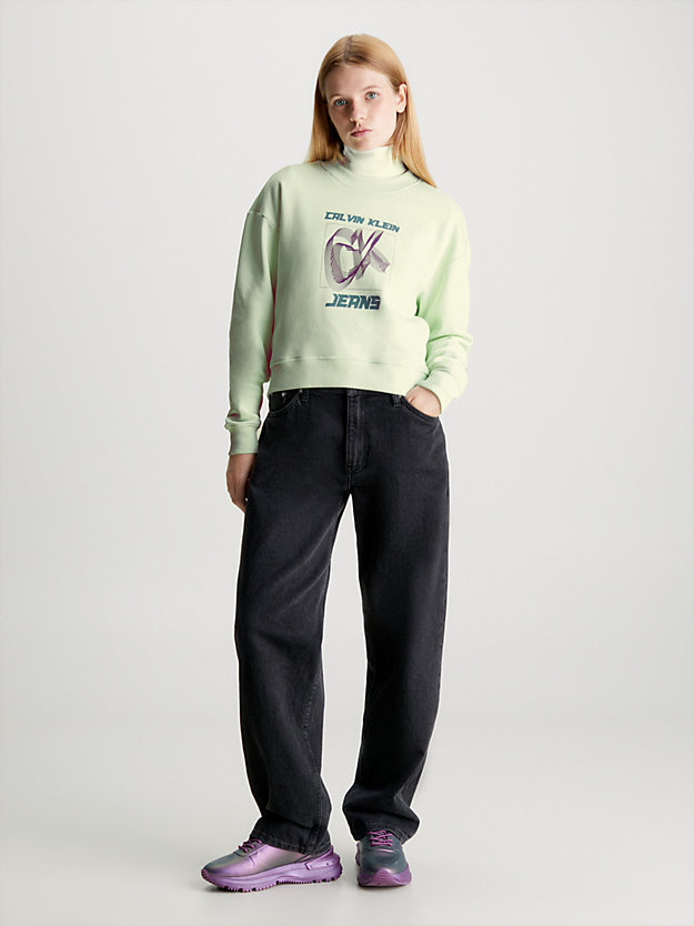 canary green luźna bluza z logo dla kobiety - calvin klein jeans