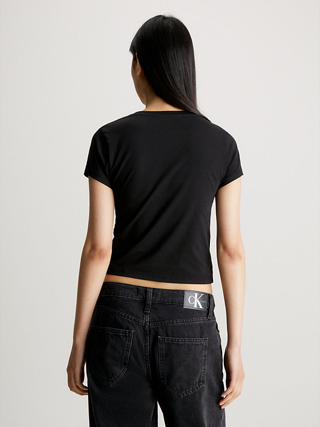 t-shirt slim in cotone con logo ck black da donna calvin klein jeans