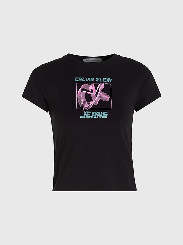 ck black slim t-shirt aus baumwolle mit logo für damen - calvin klein jeans