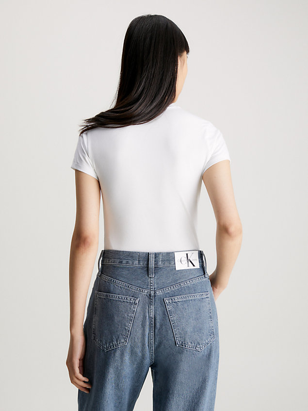 white wąski t-shirt z logo z bawełny dla kobiety - calvin klein jeans
