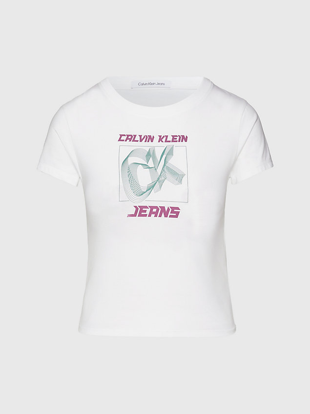 t-shirt slim in cotone con logo white da donna calvin klein jeans