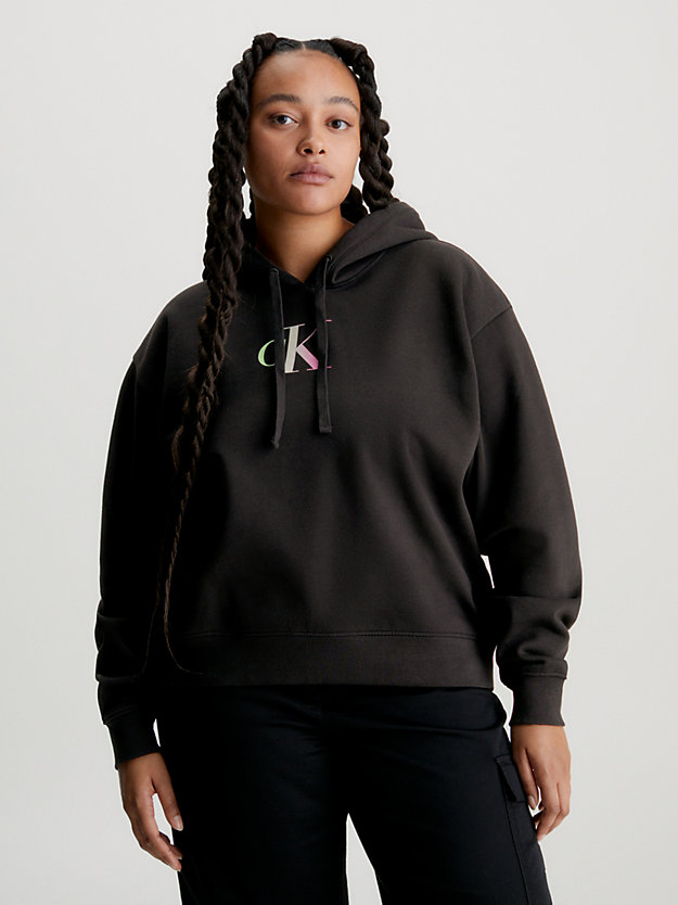 sweat-shirt à capuche oversize avec logo dégradé ck black pour femmes calvin klein jeans