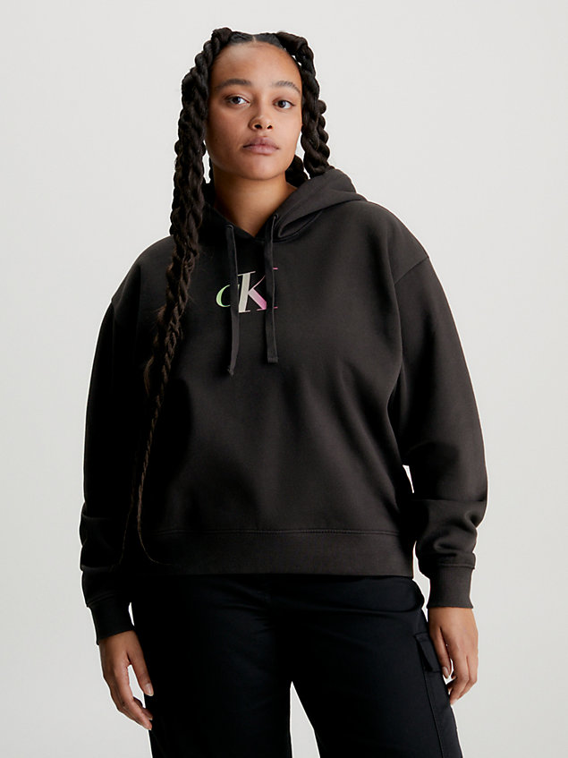 sweat-shirt à capuche oversize avec logo dégradé black pour femmes calvin klein jeans