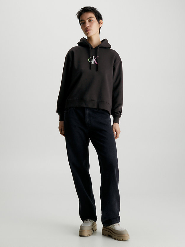 sudadera oversized con capucha y logo degradado ck black de mujeres calvin klein jeans