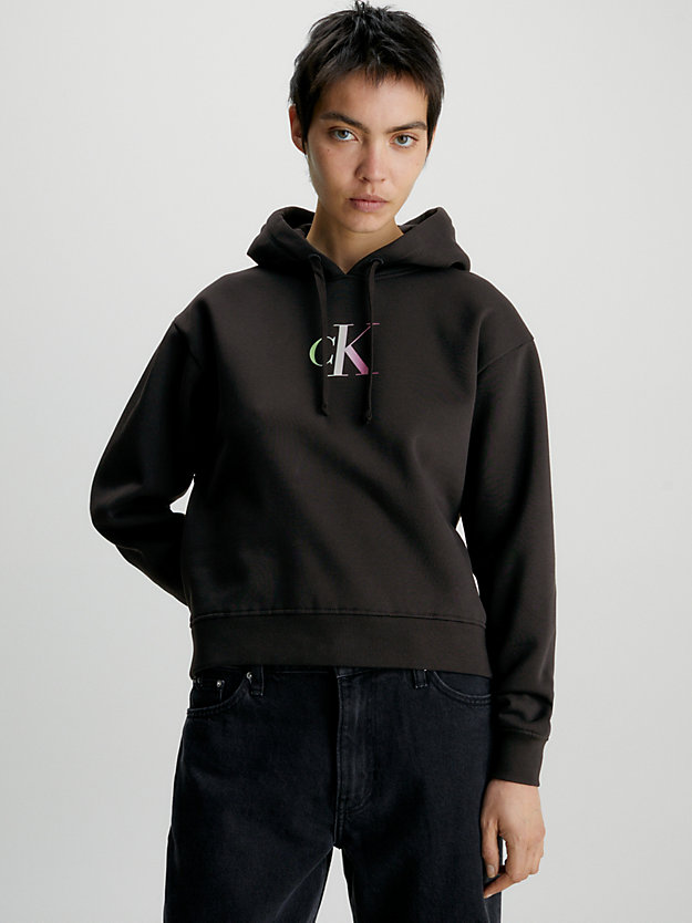ck black bluza z kapturem oversize z gradientowym logo dla kobiety - calvin klein jeans