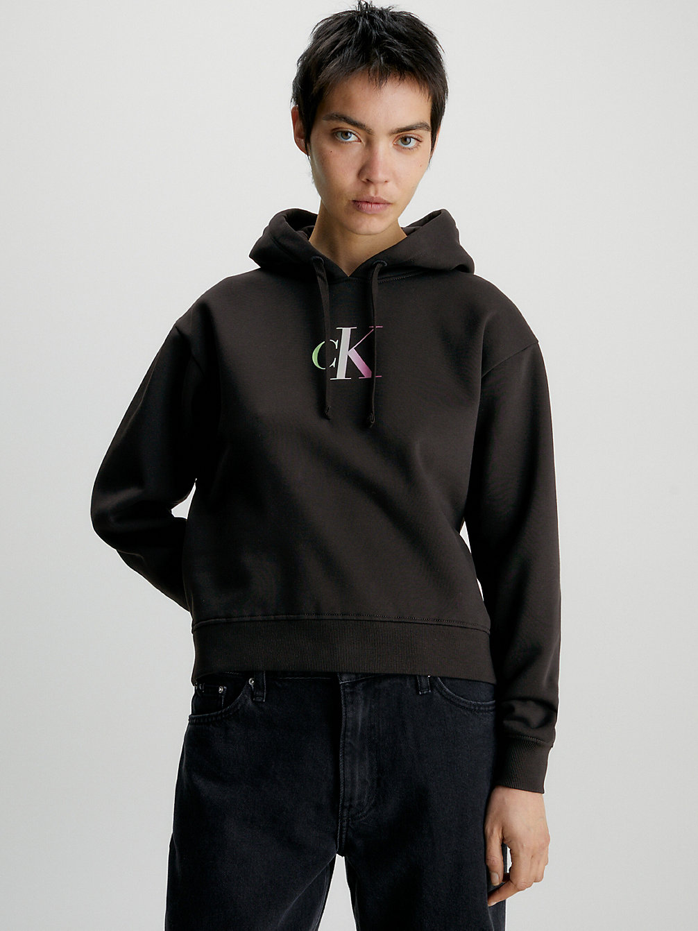 CK BLACK > Bluza Z Kapturem Oversize Z Gradientowym Logo > undefined Kobiety - Calvin Klein