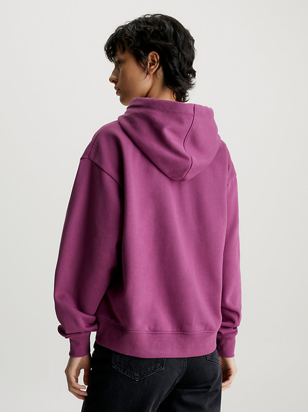 purple oversized hoodie met logo met kleurverloop voor dames - calvin klein jeans