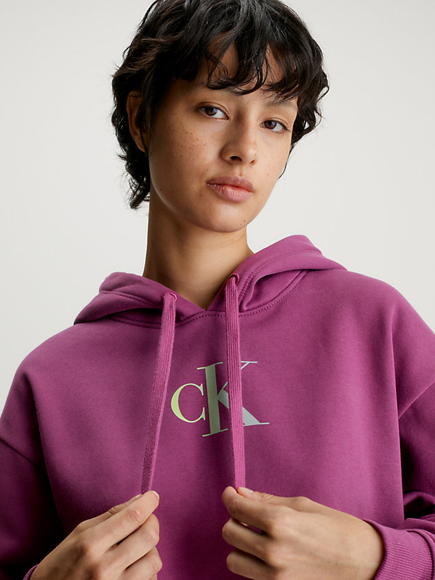 purple oversized gradient logo hoodie for women calvin klein jeans