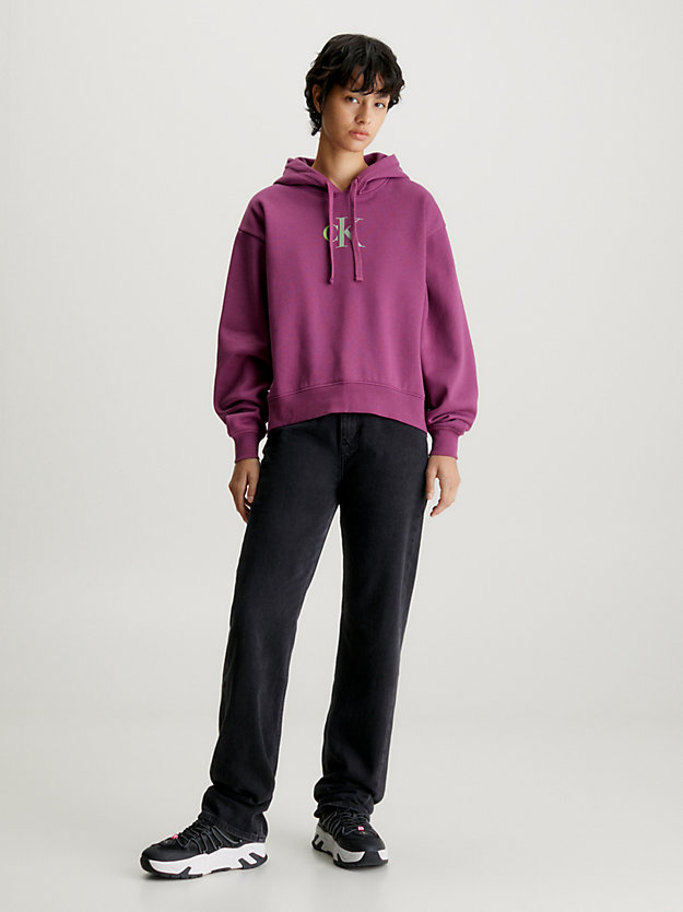 sweat-shirt à capuche oversize avec logo dégradé amaranth pour femmes calvin klein jeans
