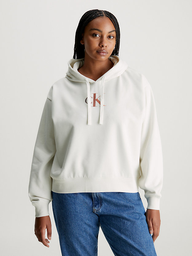 sweat-shirt à capuche oversize avec logo dégradé ivory pour femmes calvin klein jeans