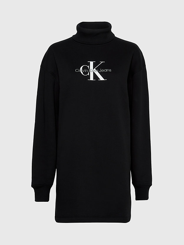 ck black sweatshirtkleid mit monogramm für damen - calvin klein jeans
