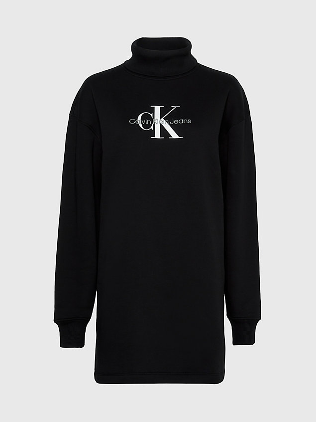black sweatshirtjurk met monogram voor dames - calvin klein jeans