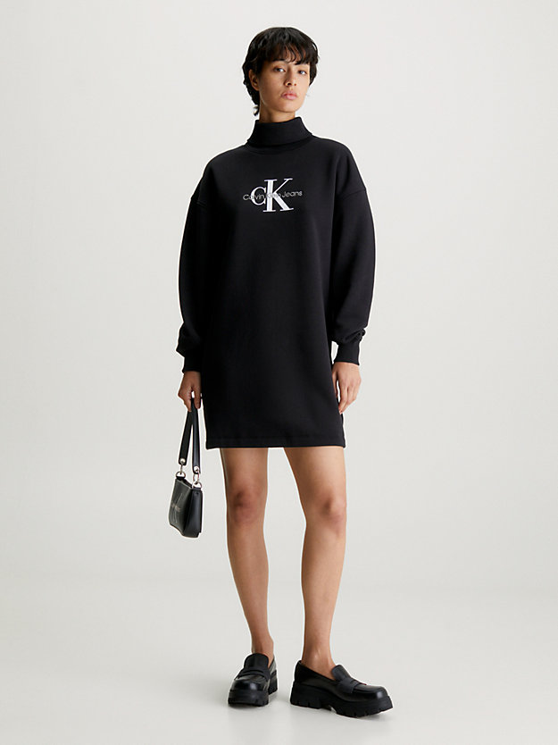 ck black sweatshirtkleid mit monogramm für damen - calvin klein jeans