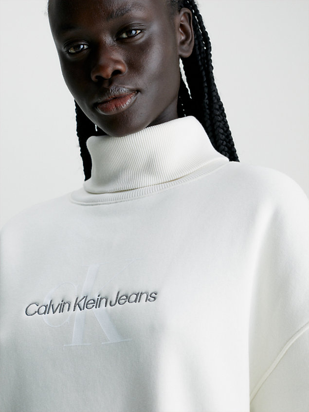 white sweatshirtjurk met monogram voor dames - calvin klein jeans