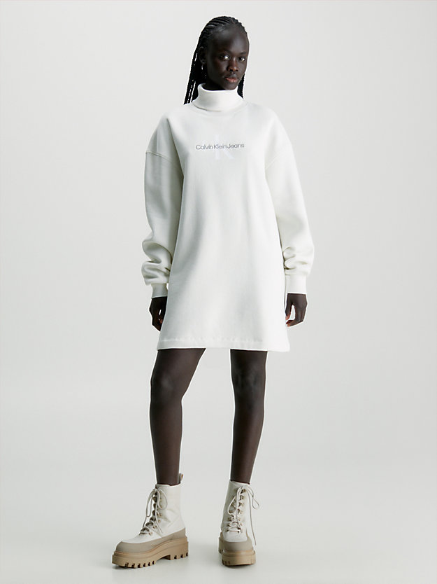 ivory sweatshirtjurk met monogram voor dames - calvin klein jeans