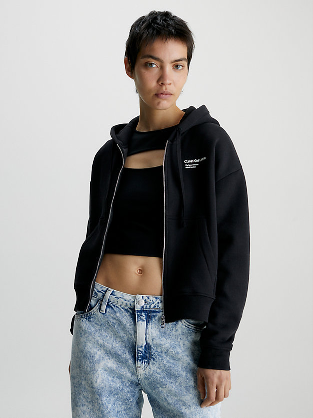 ck black back print zip up hoodie for women calvin klein jeans