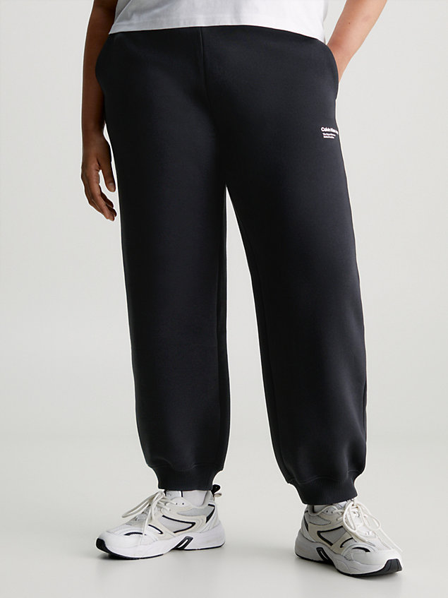 black cotton fleece joggers for women calvin klein jeans