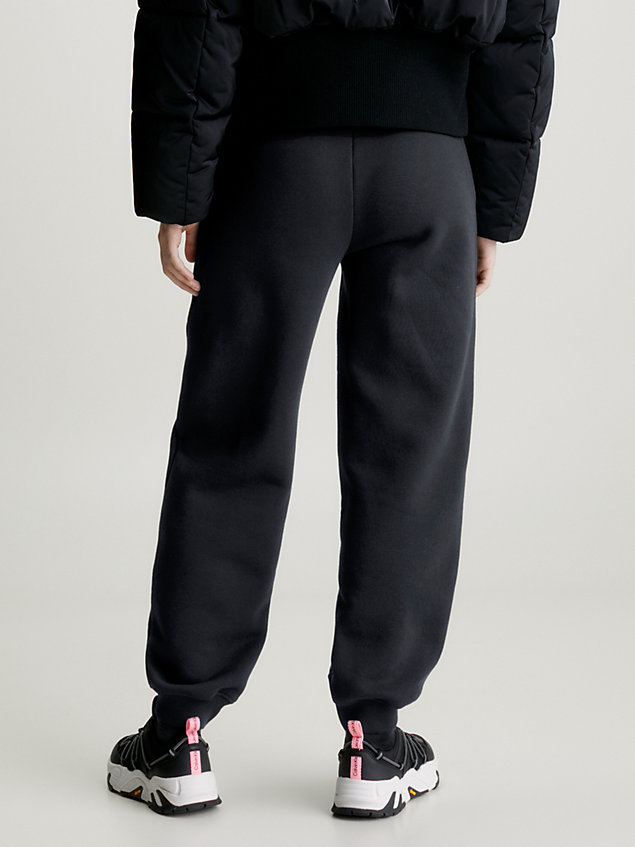 black spodnie dresowe z bawełnianego polaru dla kobiety - calvin klein jeans
