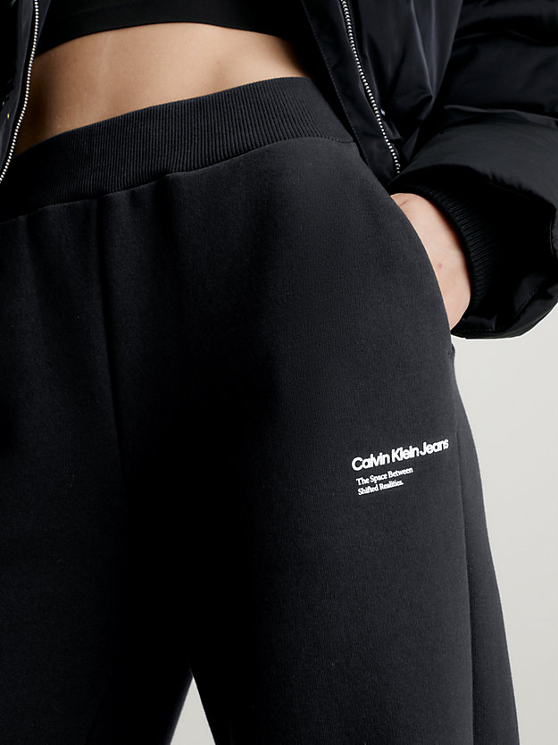 ck black spodnie dresowe z bawełnianego polaru dla kobiety - calvin klein jeans