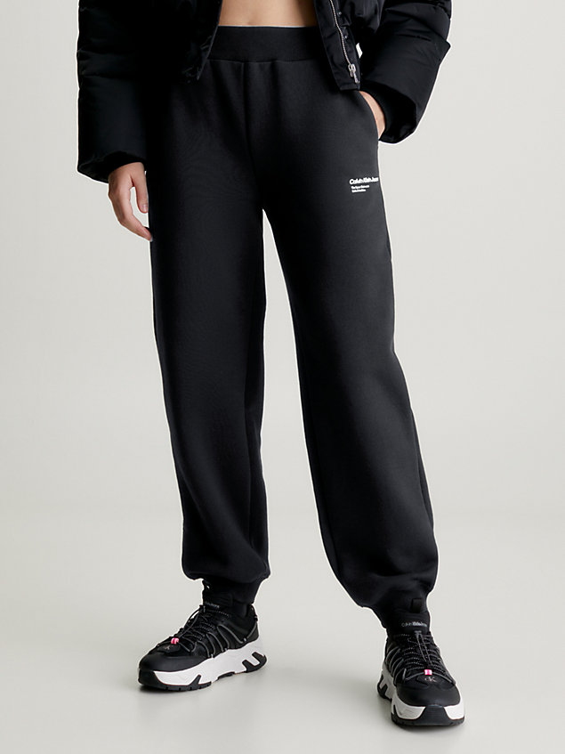 pantalon de jogging en polaire de coton black pour femmes calvin klein jeans