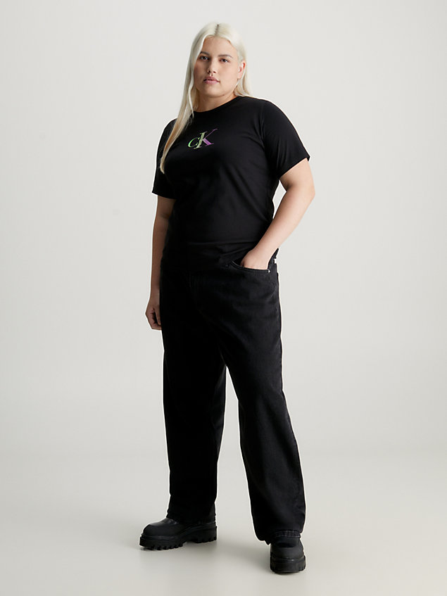 black grote maat t-shirt met gradiënt logo voor dames - calvin klein jeans