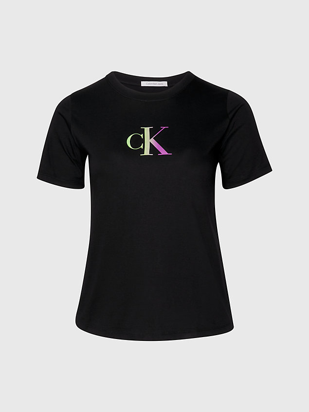black grote maat t-shirt met gradiënt logo voor dames - calvin klein jeans
