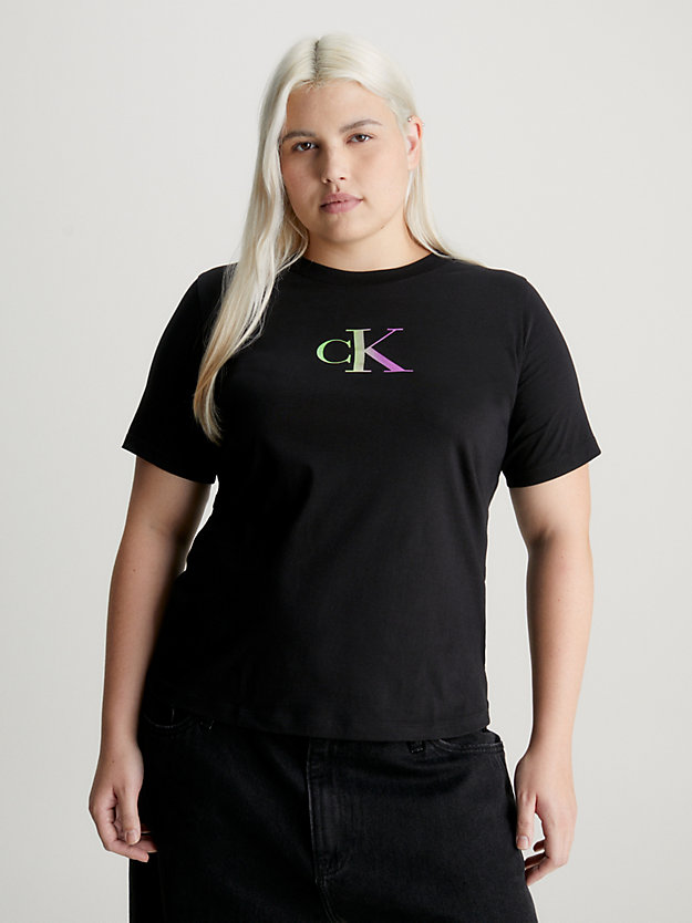 camiseta con logo degradado de talla grande ck black de mujer calvin klein jeans