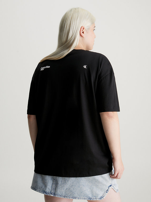black grote maat t-shirt met print voor dames - calvin klein jeans