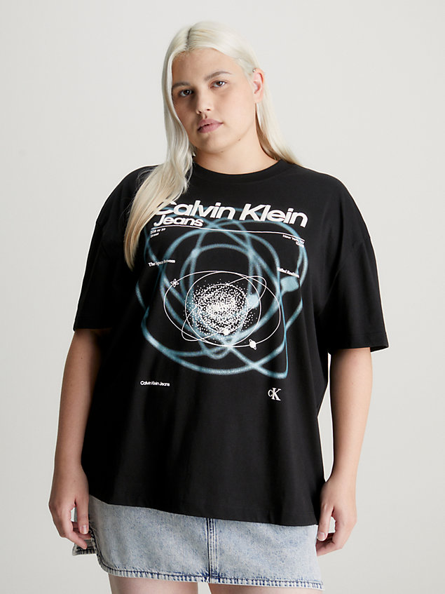 black plus size printed t-shirt for women calvin klein jeans