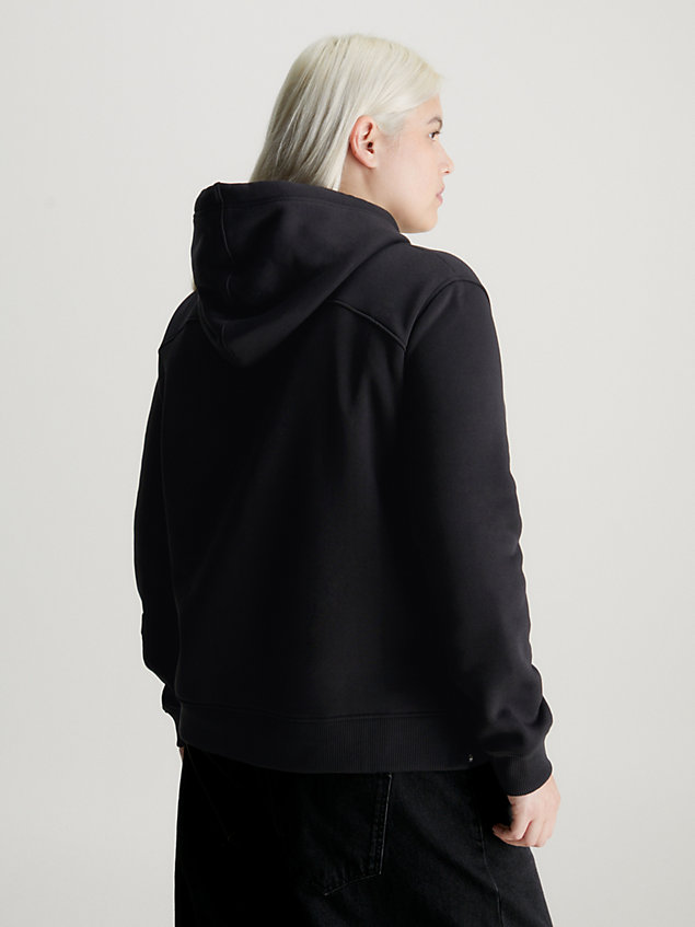 black grote maat hoodie met monogram voor dames - calvin klein jeans
