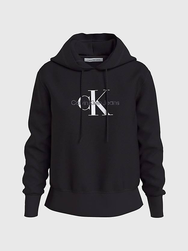 ck black monogramm-hoodie in großen größen für damen - calvin klein jeans