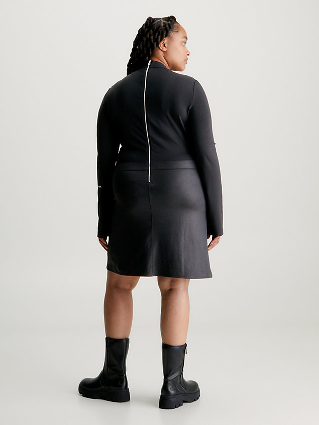 black grote maat gecoate jurk van milano-jersey voor dames - calvin klein jeans