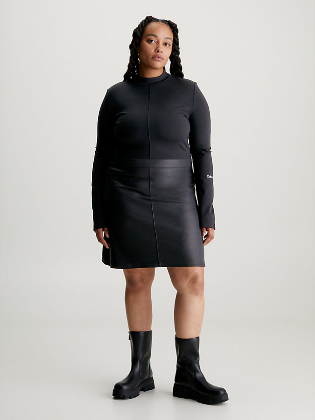 black sukienka dżersejowa plus size z powlekanego dżerseju milano dla kobiety - calvin klein jeans