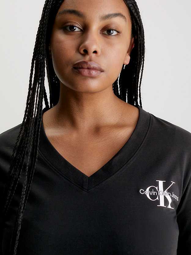 ck black plus size monogram v-neck t-shirt for women calvin klein jeans