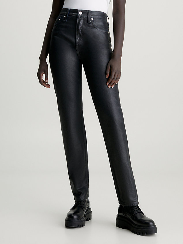 denim powlekane jeansy slim straight dla kobiety - calvin klein jeans