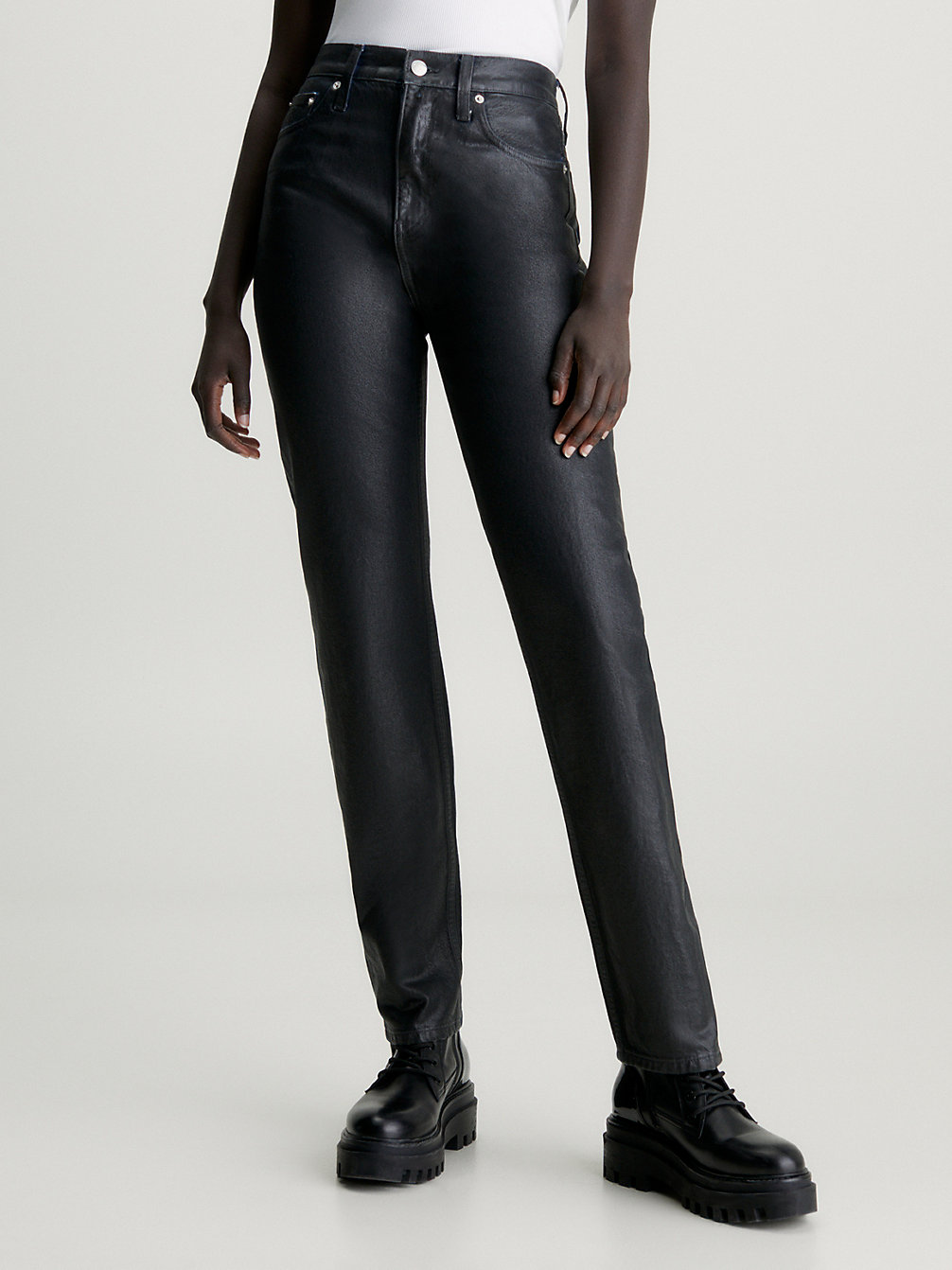 DENIM BLACK Slim Straight Coated Jeans undefined women Calvin Klein