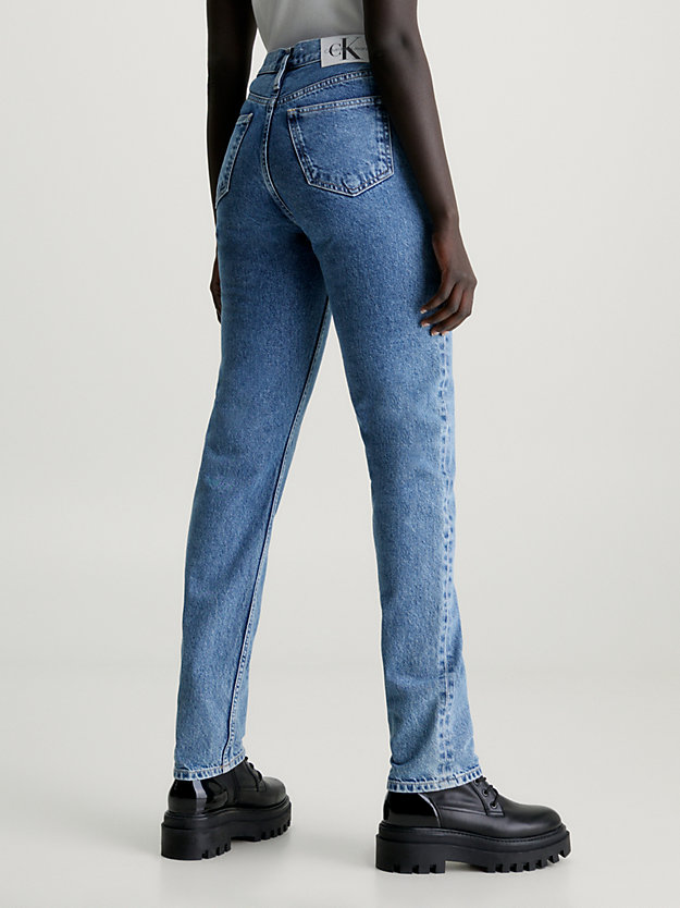 denim light slim rechte jeans met uitsnede voor dames - calvin klein jeans