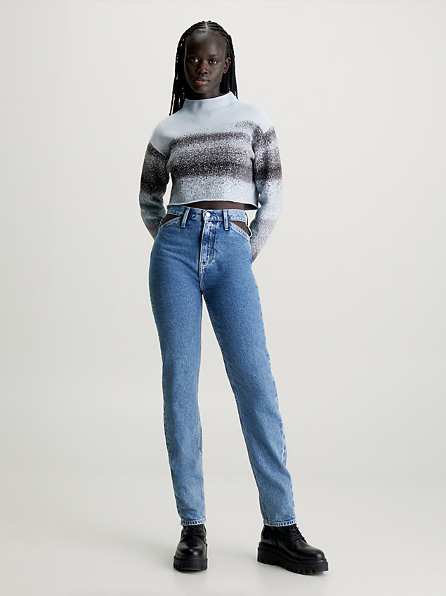 denim slim rechte jeans met uitsnede voor dames - calvin klein jeans