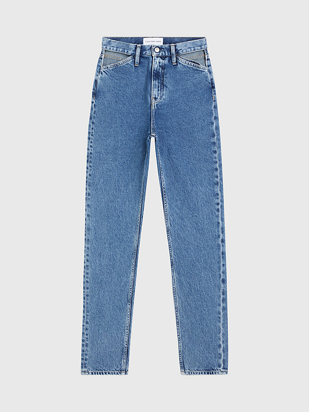 jean slim straight ajouré denim light pour femmes calvin klein jeans