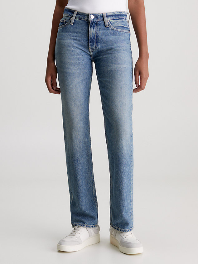 denim straight jeans met lage taille voor dames - calvin klein jeans