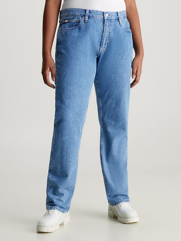 straight jeans de tiro bajo denim medium de mujeres calvin klein jeans