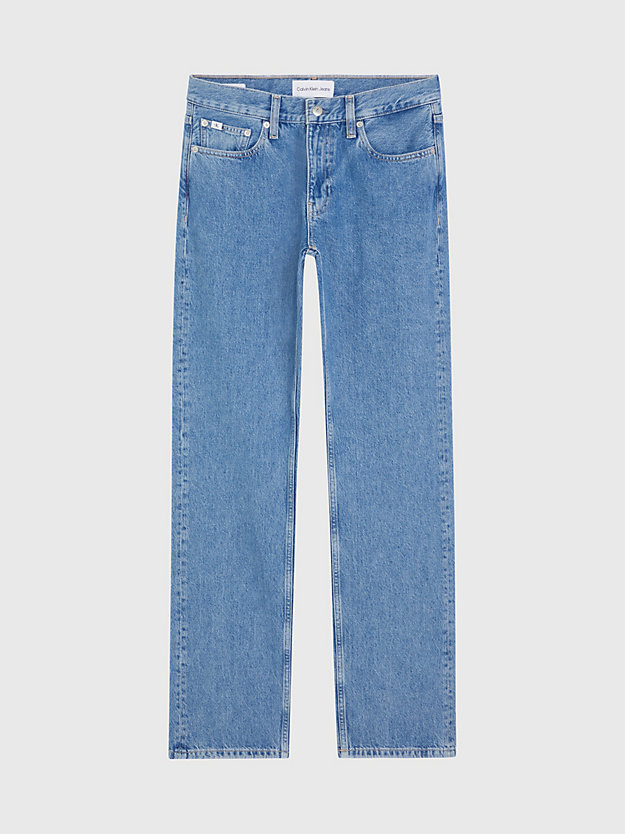 straight jeans de tiro bajo denim medium de mujeres calvin klein jeans