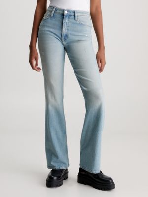 70s high-rise split-hem bootcut jeans in blue - Re Done